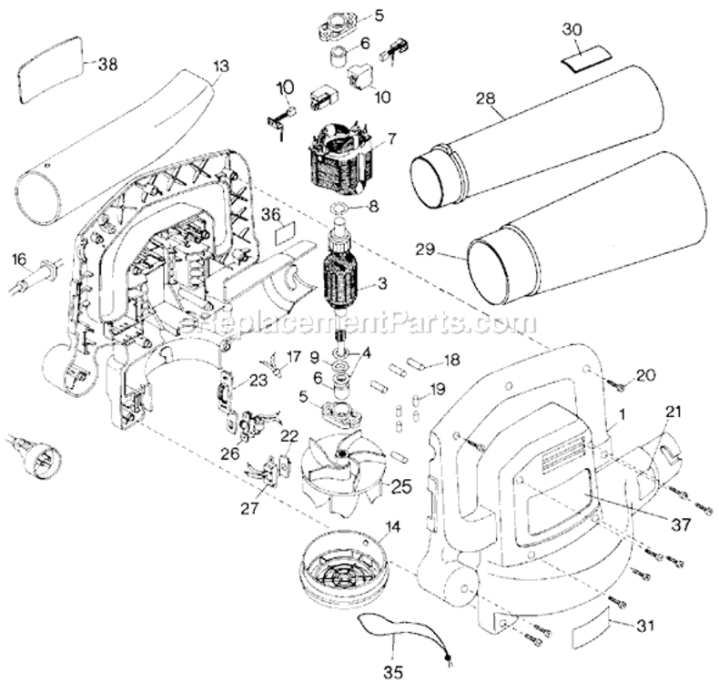 Page A Diagram and Parts List for BV200 Type 4 Black and Decker Leaf Blower / Vacuum